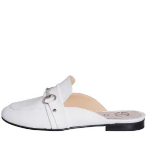 Mocassino donna sabot bianco con morsetto stile gucci made in italy