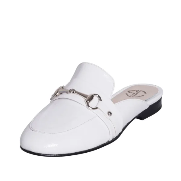 Mocassino donna sabot bianco con morsetto stile gucci made in italy