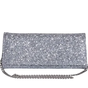 Pochette argentata in glitter made in italy elegante - Studio Creazion