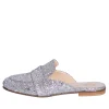 Sabot donna bassi in glitter argento modello mocassino made in italy