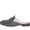 Sabot donna bassi in glitter nero modello mocassino made in italy