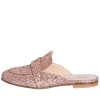 Sabot donna bassi in glitter carne modello mocassino made in italy