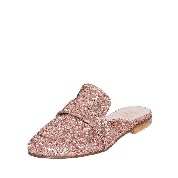 Sabot donna bassi in glitter carne modello mocassino made in italy