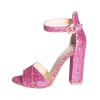 Sandalo glitter fucsia tacco alto made in italy, eleganza innata