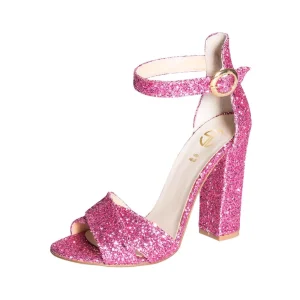 Sandalo glitter fucsia tacco alto made in italy, eleganza innata