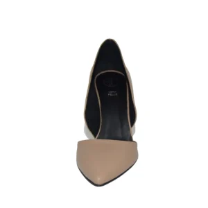 Scarpe a punta con tacco alto pelle biscotto