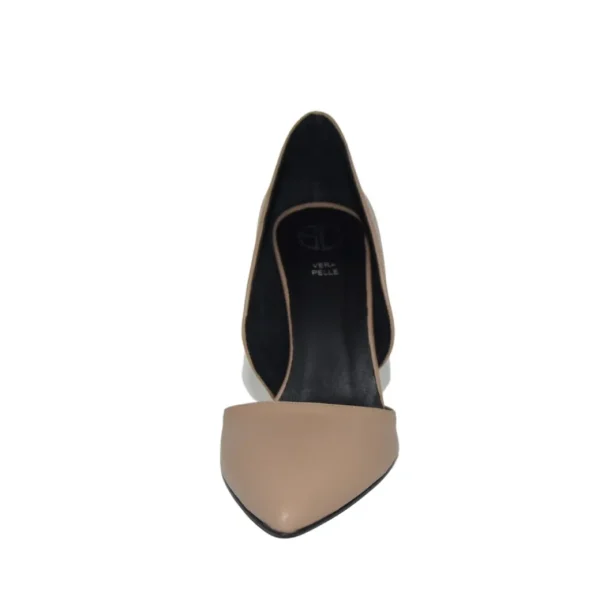 Scarpe a punta con tacco alto pelle biscotto