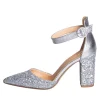 Scarpe argento brillantini in glitter made in italy con tacco 9 largo