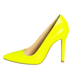 Scarpe fluorescenti gialle con tacco alto a spillo made in italy