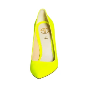 Scarpe fluorescenti gialle con tacco alto a spillo made in italy