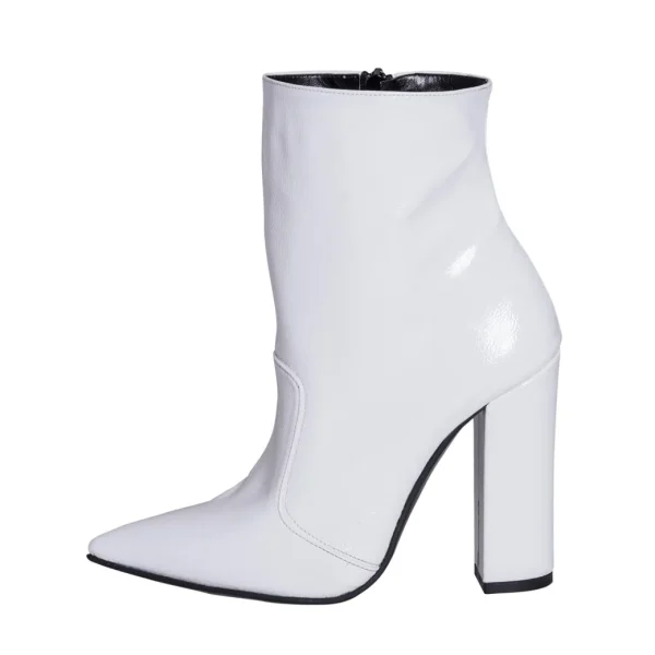 Stivaletti donna a punta con tacco alto 10 cm made in italy bianco