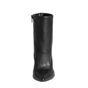 Stivaletti donna a punta con tacco alto 10 cm made in italy pelle nero