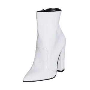 Stivaletti donna a punta con tacco alto 10 cm made in italy bianco