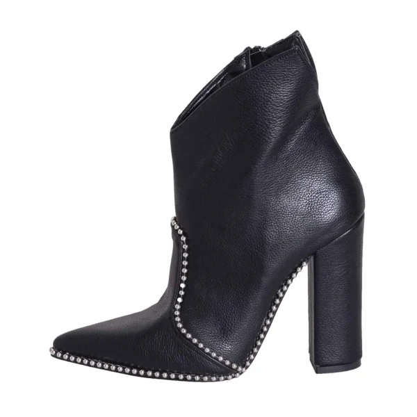 Stivaletti donna con tacco alto 10cm nero con borchie su suola