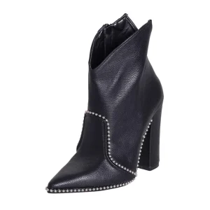 Stivaletti donna con tacco alto 10cm nero con borchie su suola