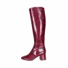 stivali alti con tacco 5 cm in pitone bordeaux personalizzabili