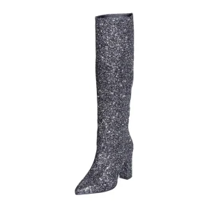 stivali sotto al ginocchio in glitter c.fucile da donna made in italy