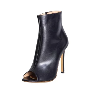 Tronchetti da donna made in italy in pelle nero tacco 10 cm