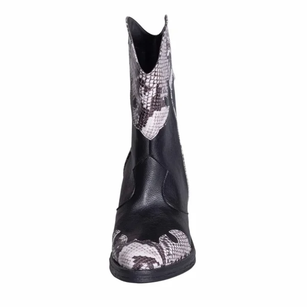 Tronchetti texani neri made in italy con pitone roccia bianco e nero